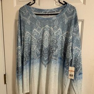 Kim Rogers Blue and White Long Sleeve Top